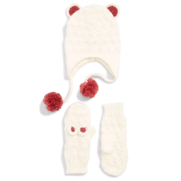 NWT 3PC SET TUCKER & TATE Nordstrom Hat mitten set w 🐻 ears - Picture 2 of 6